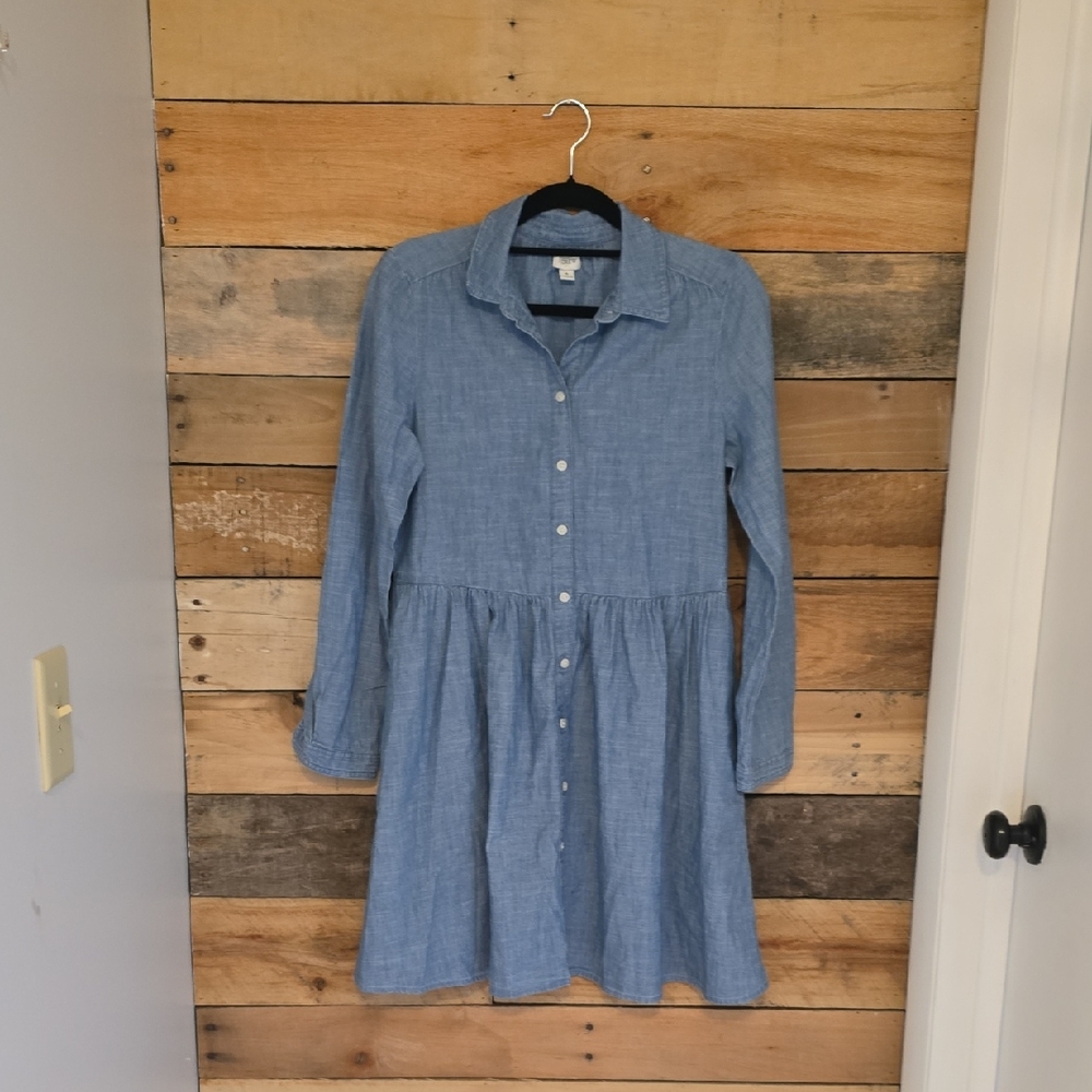 J. Crew Chambray Long Sleeve Dress, Size 6, GUC